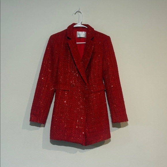SEQUIN TWEED BLAZER ROMPER NWOT - Picture 6 of 7